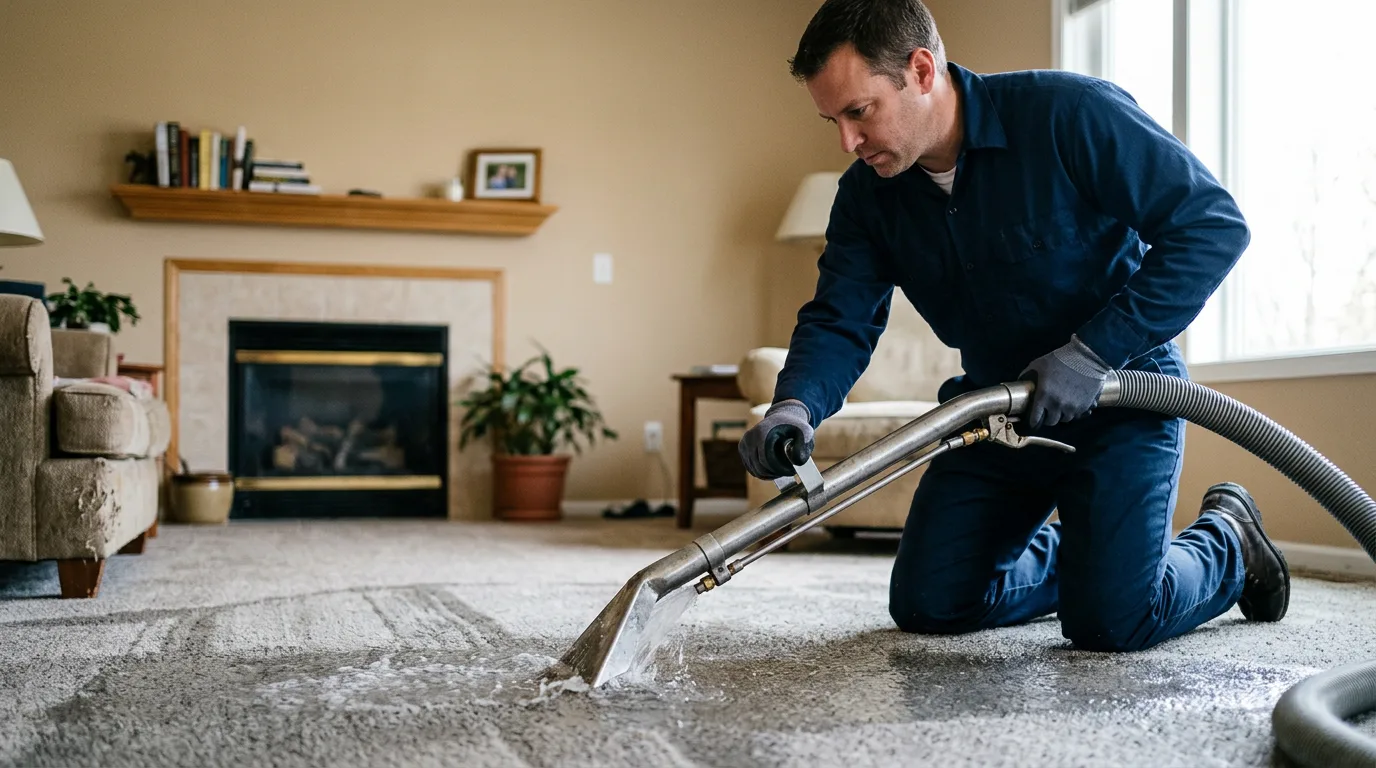 Water damage restoration technician working near Hager City, WI